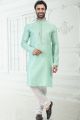 Linen Cotton Pista Green Mens Kurta Pajama (NMK-6647)