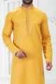 Linen Cotton Yellow Kurtas for Men (NMK-6657)