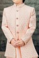 Lucknowi Long Jacket Peach Boys Kurta Pajama (NKK-806)