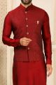 Maroon Art Banarasi Silk Nehru Jacket (NMK-6321)