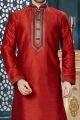 Maroon Art Dupion Casual Kurta Pajama (NMK-3818)