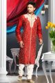 Maroon Art Dupion Designer Kurta Pajama (NMK-1575)