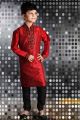 Maroon Art Dupion Kids Kurta Pajama (NKK-267)