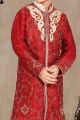 Maroon Art Dupion Kids Sherwani (NKK-465)