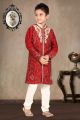 Maroon Art Dupion Kids Sherwani (NKK-465)