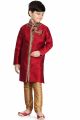 Maroon Art Dupion Kids Sherwani (NKK-513)