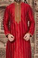 Maroon Art Dupion Kurta Pajama (NMK-2936)