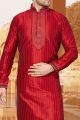 Maroon Art Dupion Kurta Pajama (NMK-2942)