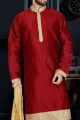 Maroon Art Dupion Kurtas for Men (NMK-3447)