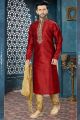 Maroon Art Dupion Mens Kurta Pajama (NMK-3833)