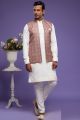 Maroon Art Silk Digital Printed Jacket Kurta (NMK-7097)