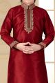 Maroon Art Silk Kids Kurta Pajama (NKK-643)