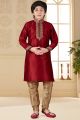 Maroon Art Silk Kids Kurta Pajama (NKK-643)