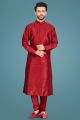 Maroon Art Silk Kurta Pajama (NMK-5142)