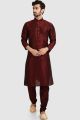 Maroon Art Silk Kurta Pajama (NMK-5918)