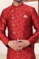 Maroon Banarasi Jaquard Indo Western (NMK-6903)