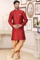 Maroon Banarasi Jaquard Indo Western (NMK-6903)