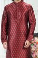 Maroon Banarasi Silk Kurta Pajama (NMK-6698)