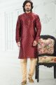 Maroon Banarasi Silk Kurta Pajama (NMK-6698)