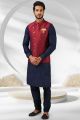 Maroon Banarasi Silk Nehru Jacket (NMK-5877)