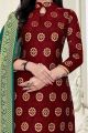 Maroon Banarasi Silk Salwar Suit (NWS-6368)