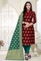 Maroon Banarasi Silk Salwar Suit (NWS-6368)