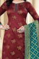 Maroon Banarasi Silk Salwar Suit (NWS-6383)