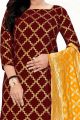 Maroon Banarasi Silk Salwar Suit (NWS-6427)