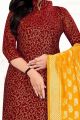 Maroon Banarasi Silk Salwar Suit (NWS-6432)