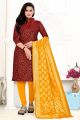 Maroon Banarasi Silk Salwar Suit (NWS-6432)