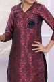 Maroon, Blue Brocade Girls Salwar Suit with Plazzo (NFG-183)