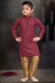 Maroon Cotton Printed Boys Kurta Pajama (NKK-783)