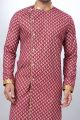 Maroon Cotton Printed Mens Indo Western (NMK-6925)