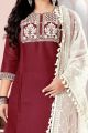 Maroon Cotton Slub Salwar Suit (NWS-6077)