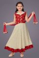 Maroon, Cream Brocade, Georgette Girls Anarkali (NFG-243)