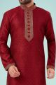 Maroon Dupion Silk Jaquard Kurta Pajama (NMK-4811)