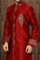 Maroon Giccha Silk Indo Western Kurta (NMK-3188)