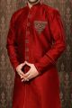 Maroon Giccha Silk Men's Indo Western Kurta (NMK-3190)