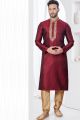 Maroon Jaquard Indian Kurta Pajama (NMK-7820)