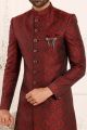 Maroon Jaquard Indo Western for Men (NMK-6119)