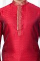 Maroon Jaquard Kurta Pajama for Men (NMK-7807)