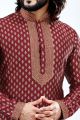 Maroon Jaquard Kurta Pajama (NMK-4141)