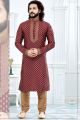 Maroon Jaquard Kurta Pajama (NMK-4141)