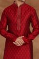 Maroon Jaquard Kurta Pajama (NMK-5483)