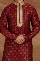 Maroon Jaquard Kurta Pajama (NMK-5498)