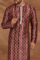 Maroon Jaquard Kurta Pajama (NMK-5500)