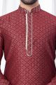 Maroon Jaquard Kurtas for Men (NMK-7812)