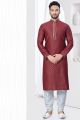 Maroon Jaquard Kurtas for Men (NMK-7812)