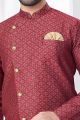 Maroon Jaquard Mens Indo Western (NMK-7841)