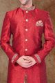 Maroon Jaquard Mens Sherwani (NMK-6754)